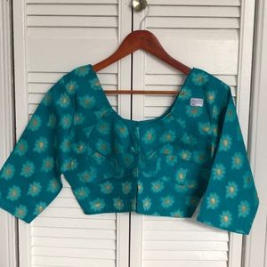 Gorgeous flower print readymade blouse for saree